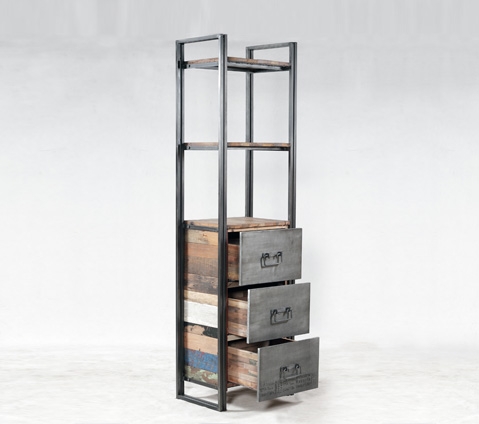 ספריה מעץ עם מגירות