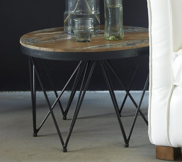 שולחן קפה משולב עץ מלא וברזל