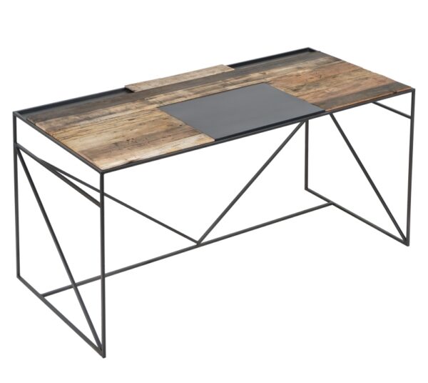 שולחן כתיבה עץ ממוחזר משולב ברזל
